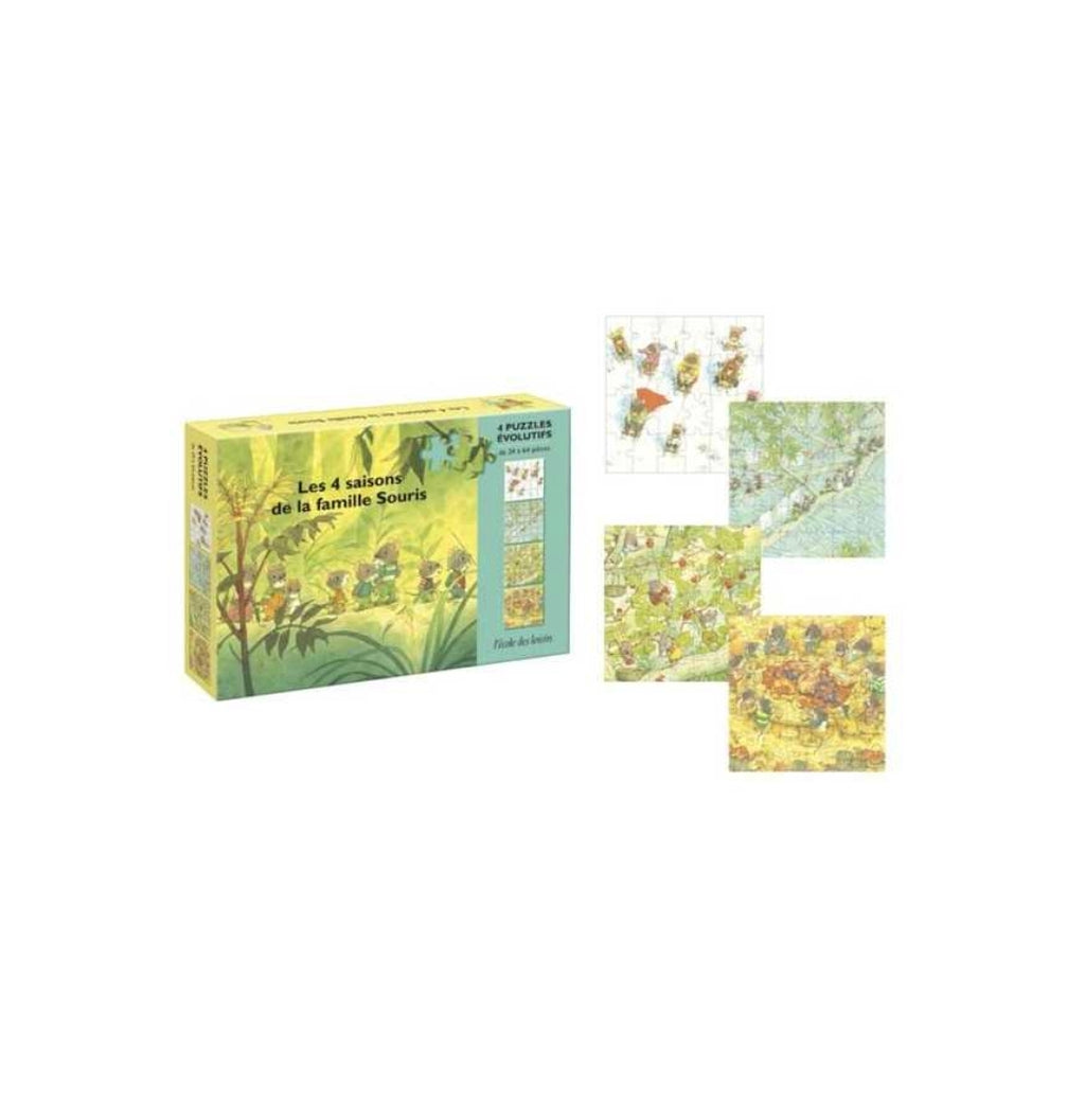 4 Puzzles évolutifs - Les 4 Saisons de la Famille Souris - L'Ecole des Loisirs