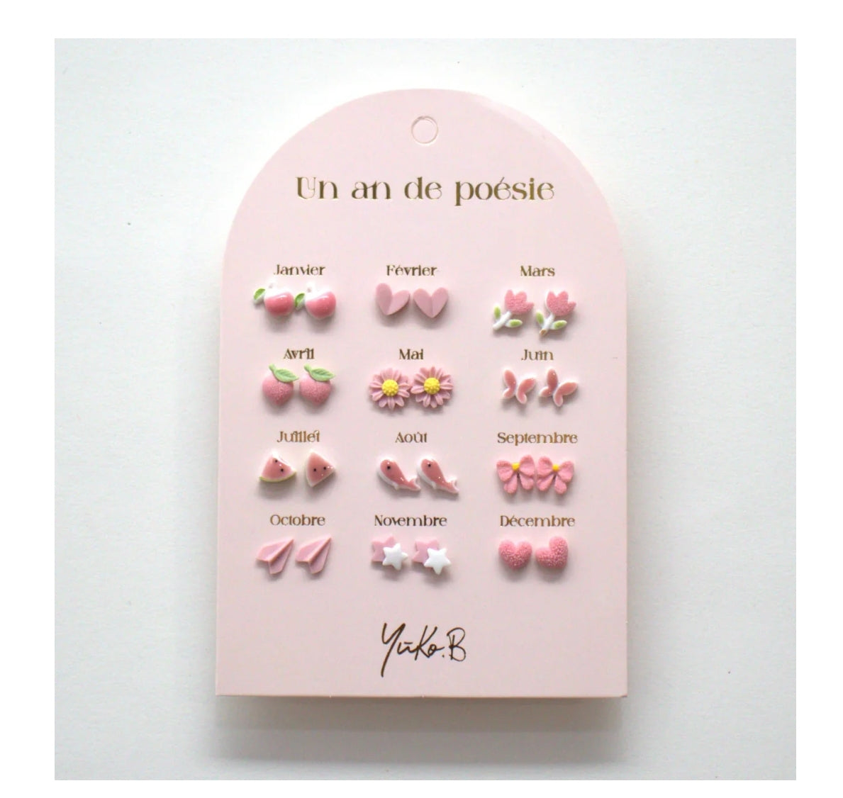 Boucles d'oreilles Un an de Poésie  - Rose - Yuko B