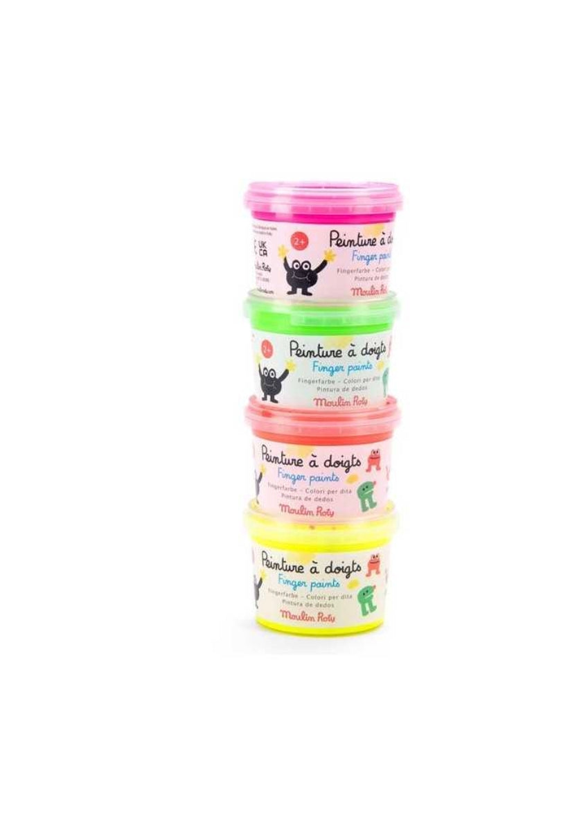 4 pots de peinture à doigts fluo - Les Schmouks - Moulin Roty