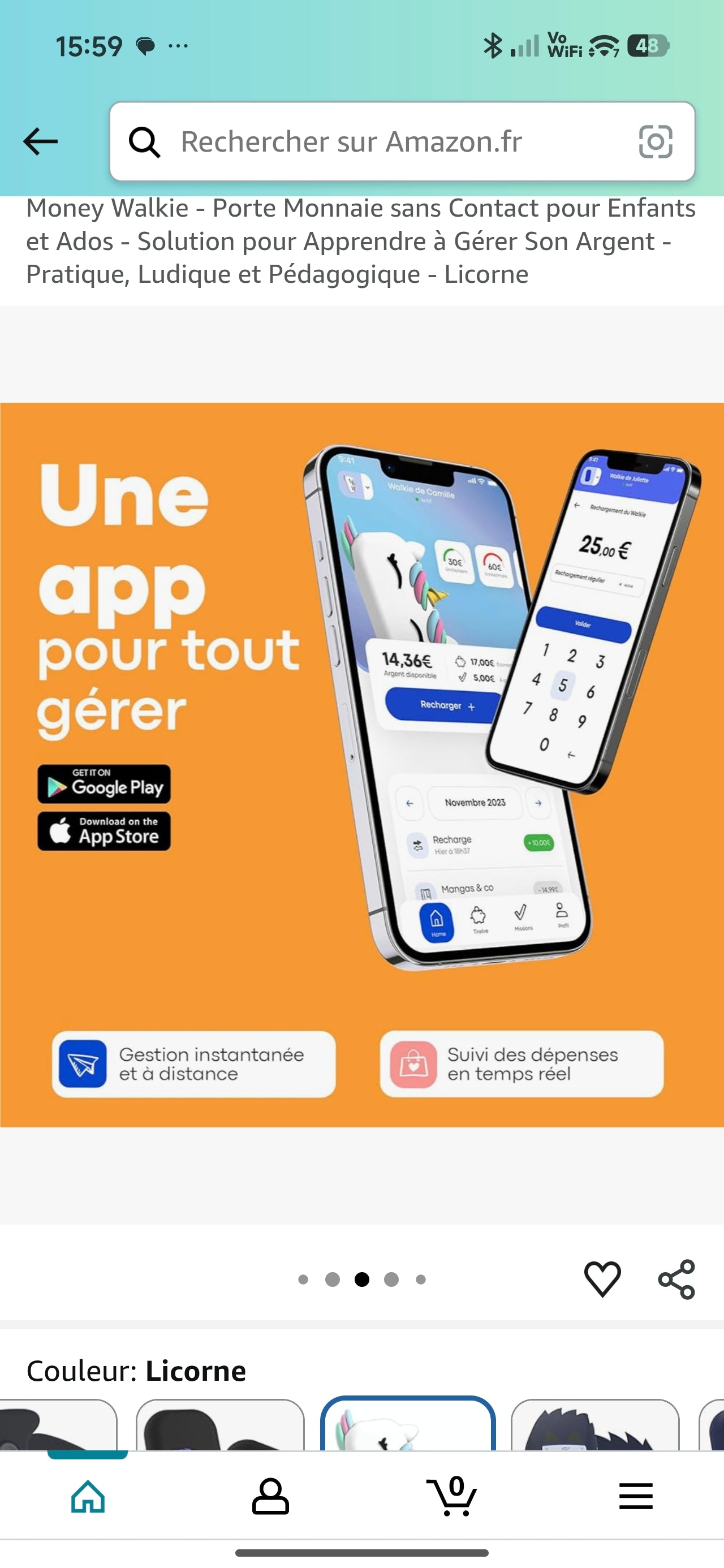Porte-monnaie sans contact - Licorne - Money Walkie