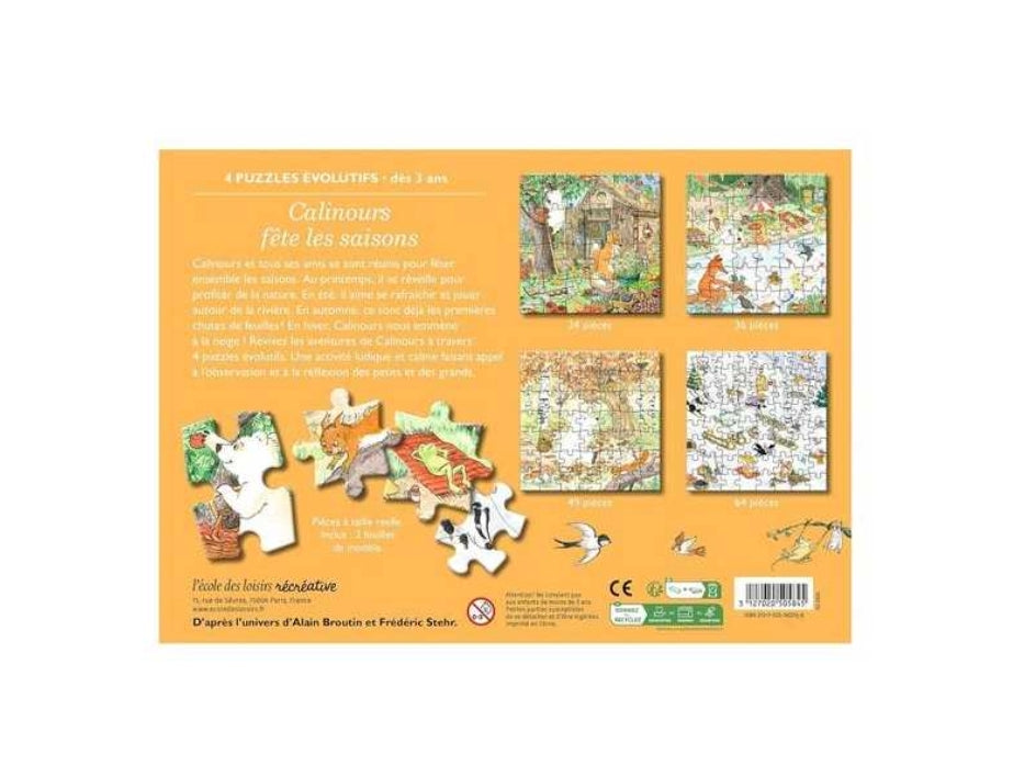 4 Puzzles évolutifs - Calinours fête les saisons - L'Ecole des Loisirs