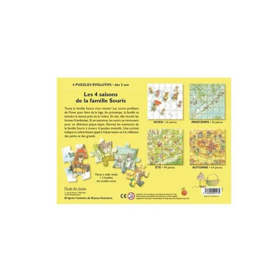 4 Puzzles évolutifs - Les 4 Saisons de la Famille Souris - L'Ecole des Loisirs