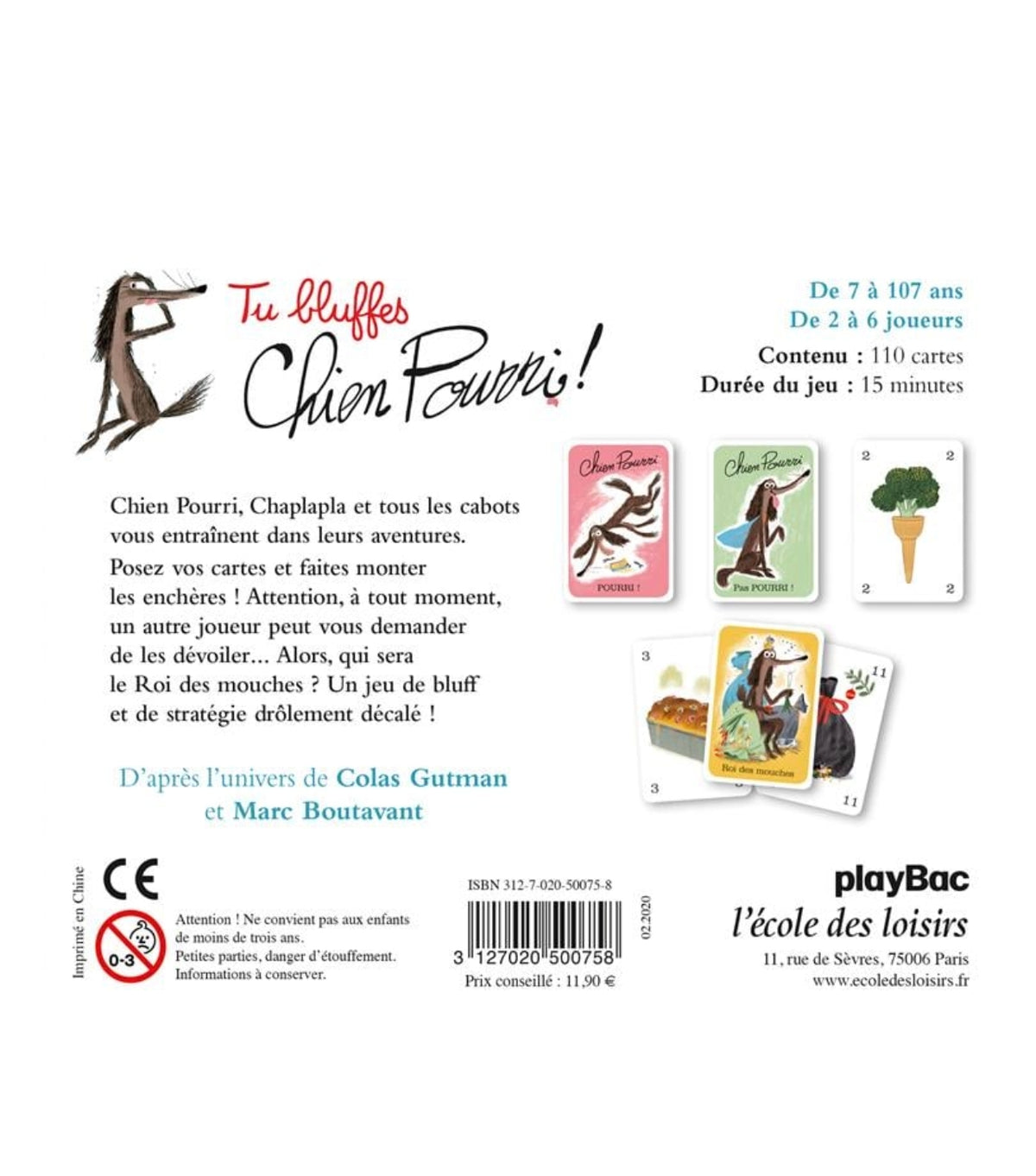 Jeu Tu bluffes Chien Pourri - Ecoles des loisirs x Moulin Roty