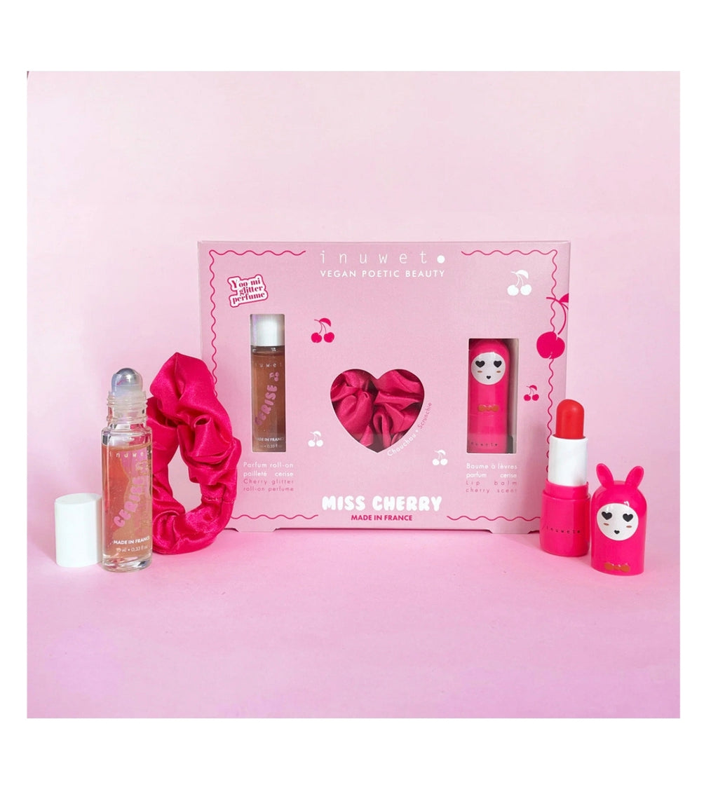 Coffret Miss Cherry - Parfum, baume à lèvres Cerise et chouchou - Inuwet