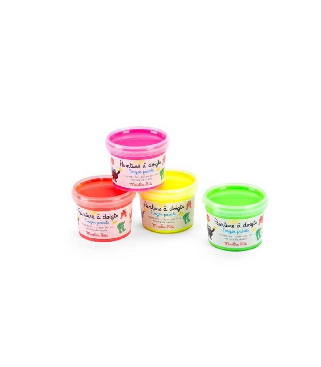 4 pots de peinture à doigts fluo - Les Schmouks - Moulin Roty