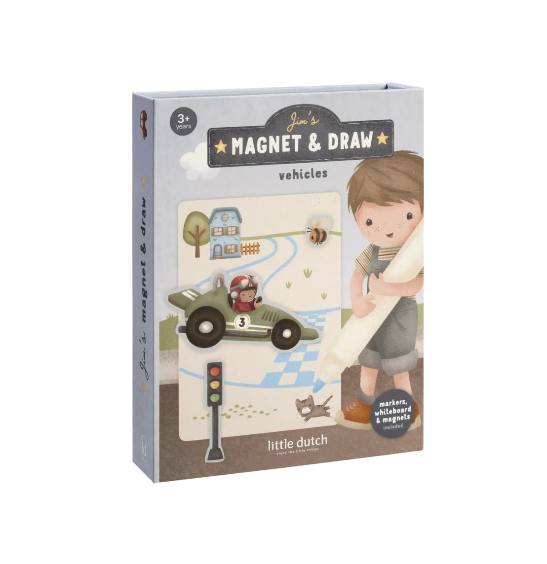 Livre de dessin magnétique Jim - Véhicules - Little Dutch