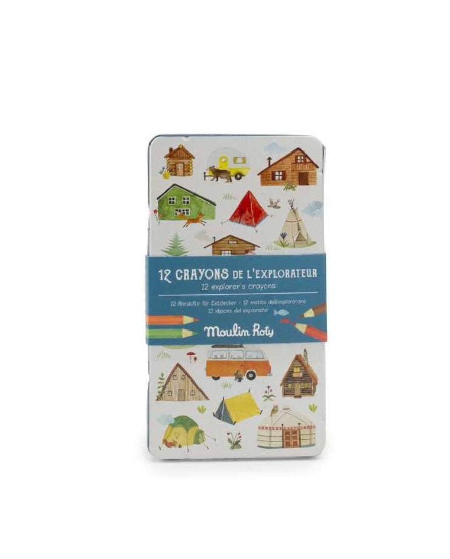 12 crayons de couleur - L'explorateur -  Moulin Roty