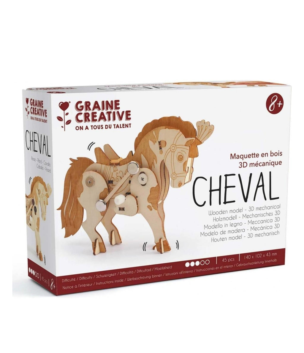 Maquette mécanique en bois - Cheval - Graine Créative