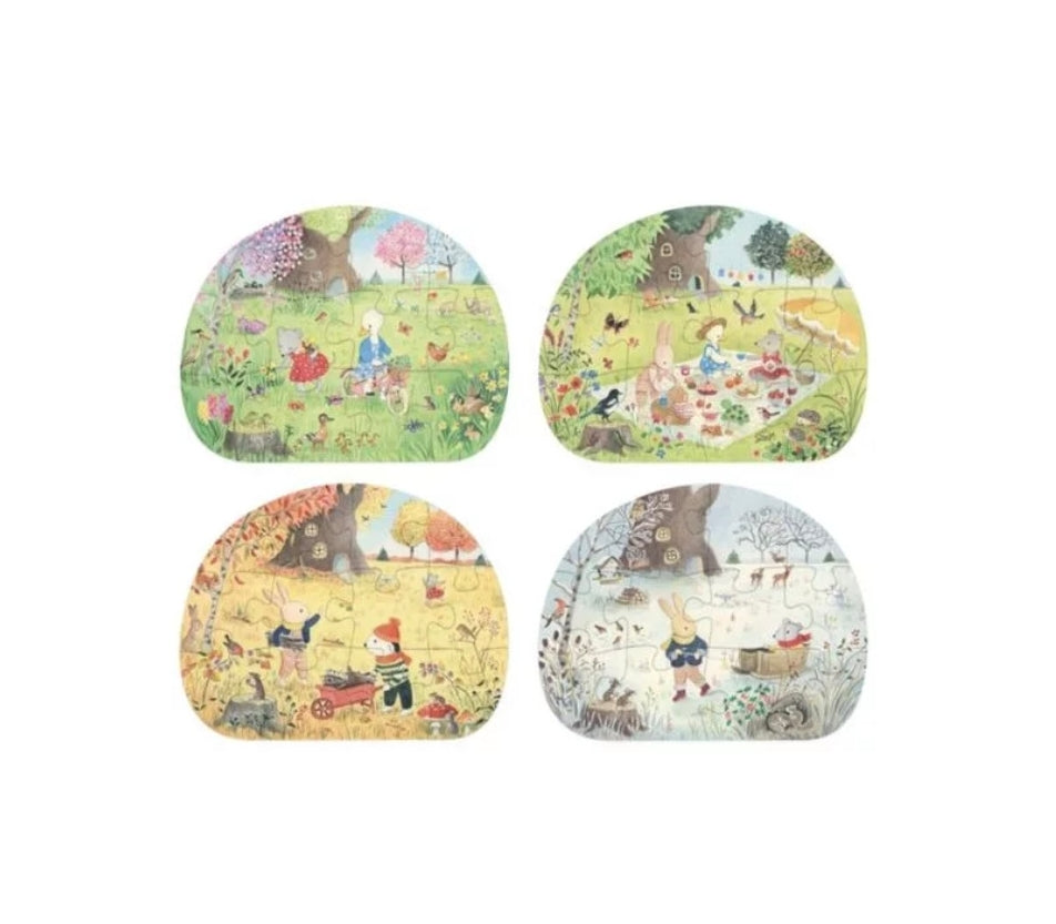 4 Mini puzzles les Saisons - La Grande Famille - Moulin Roty