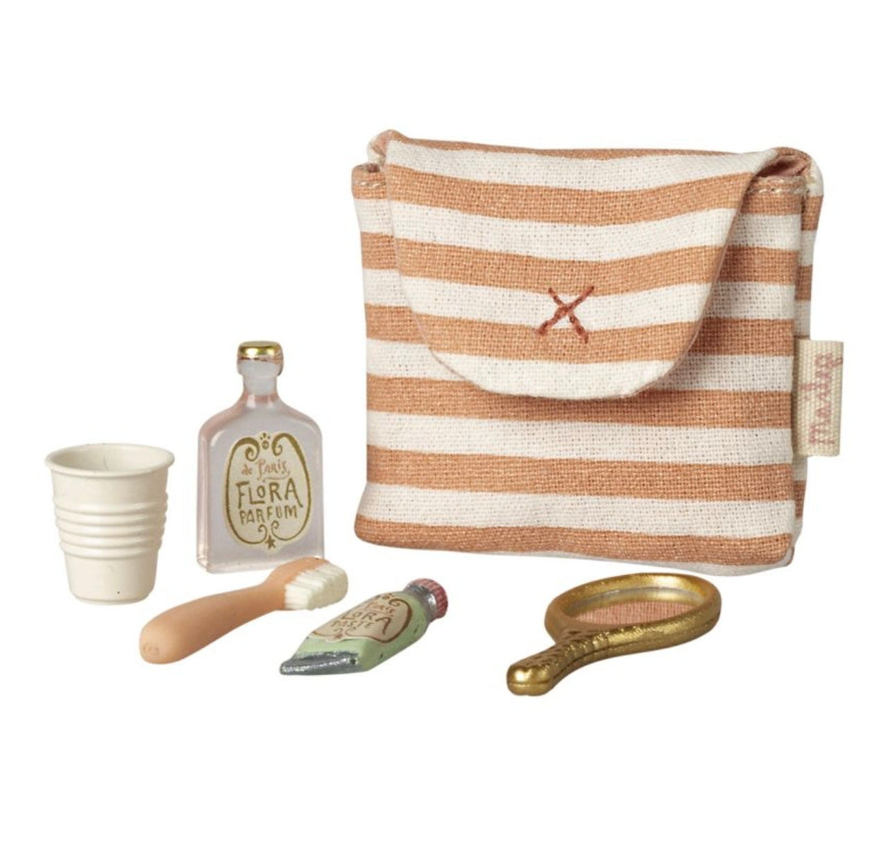 Trousse de toilette et ses accessoires - Rayé rouge - Maileg