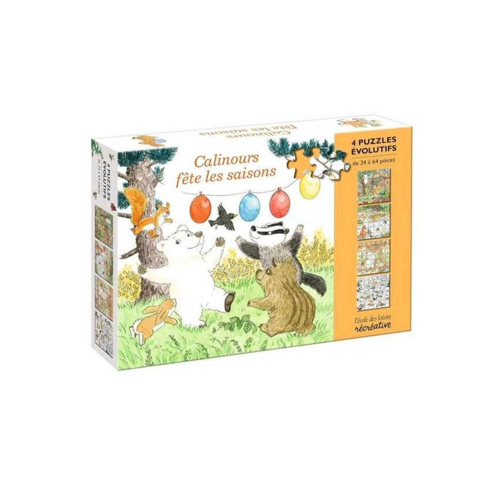 4 Puzzles évolutifs - Calinours fête les saisons - L'Ecole des Loisirs