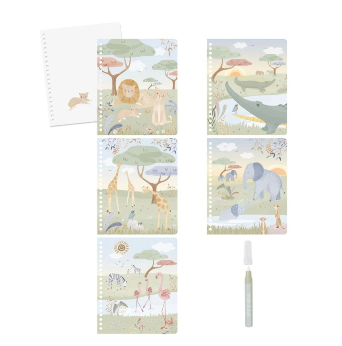 Cahier de coloriage à l'eau - Safari Friends - Little Dutch
