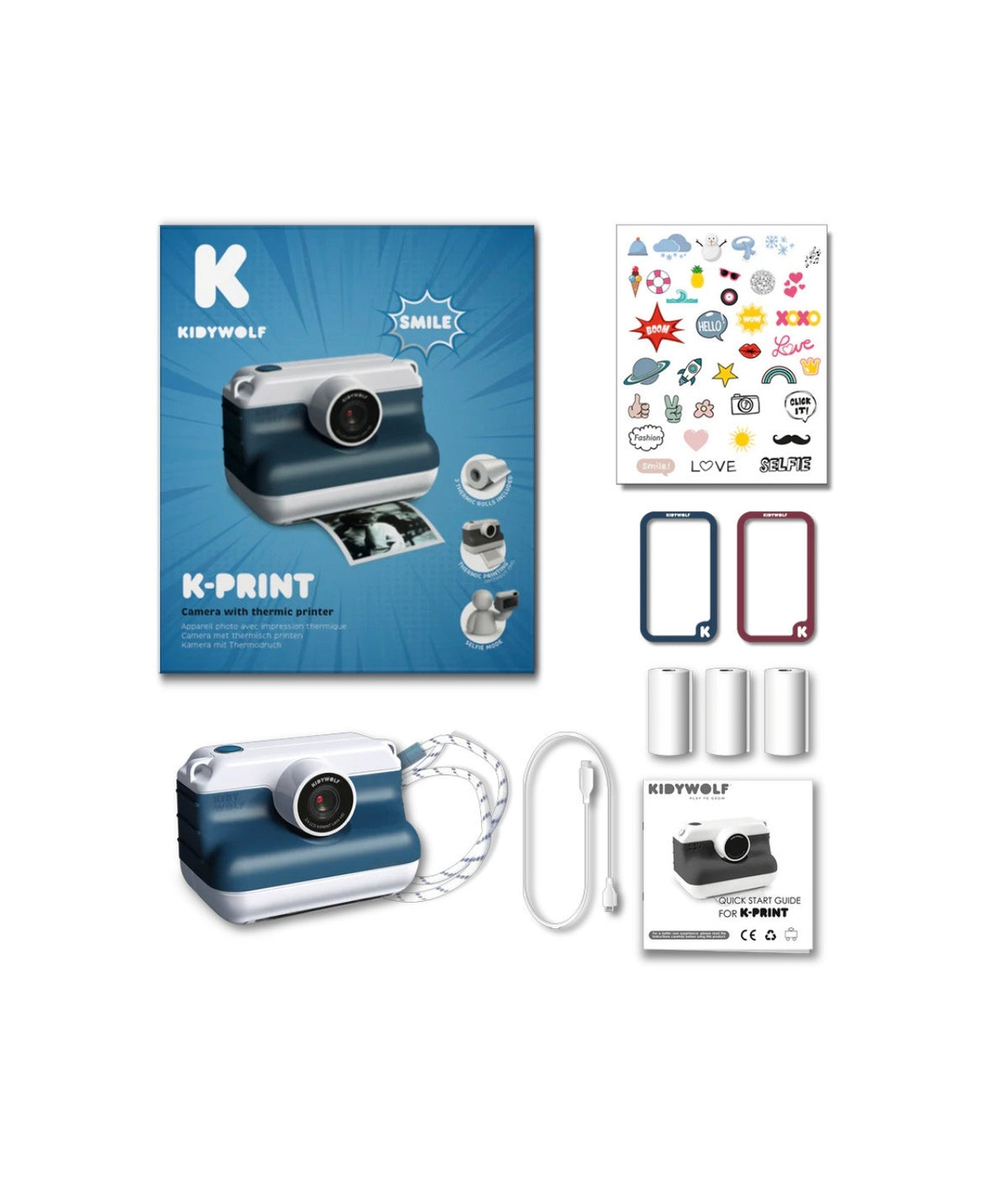 K-Print - appareil photo instantané bleu - Kidywolf
