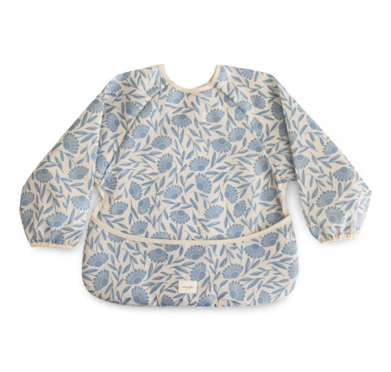 Bavoir imperméable à manches longues - Blue Flowers - Mushie