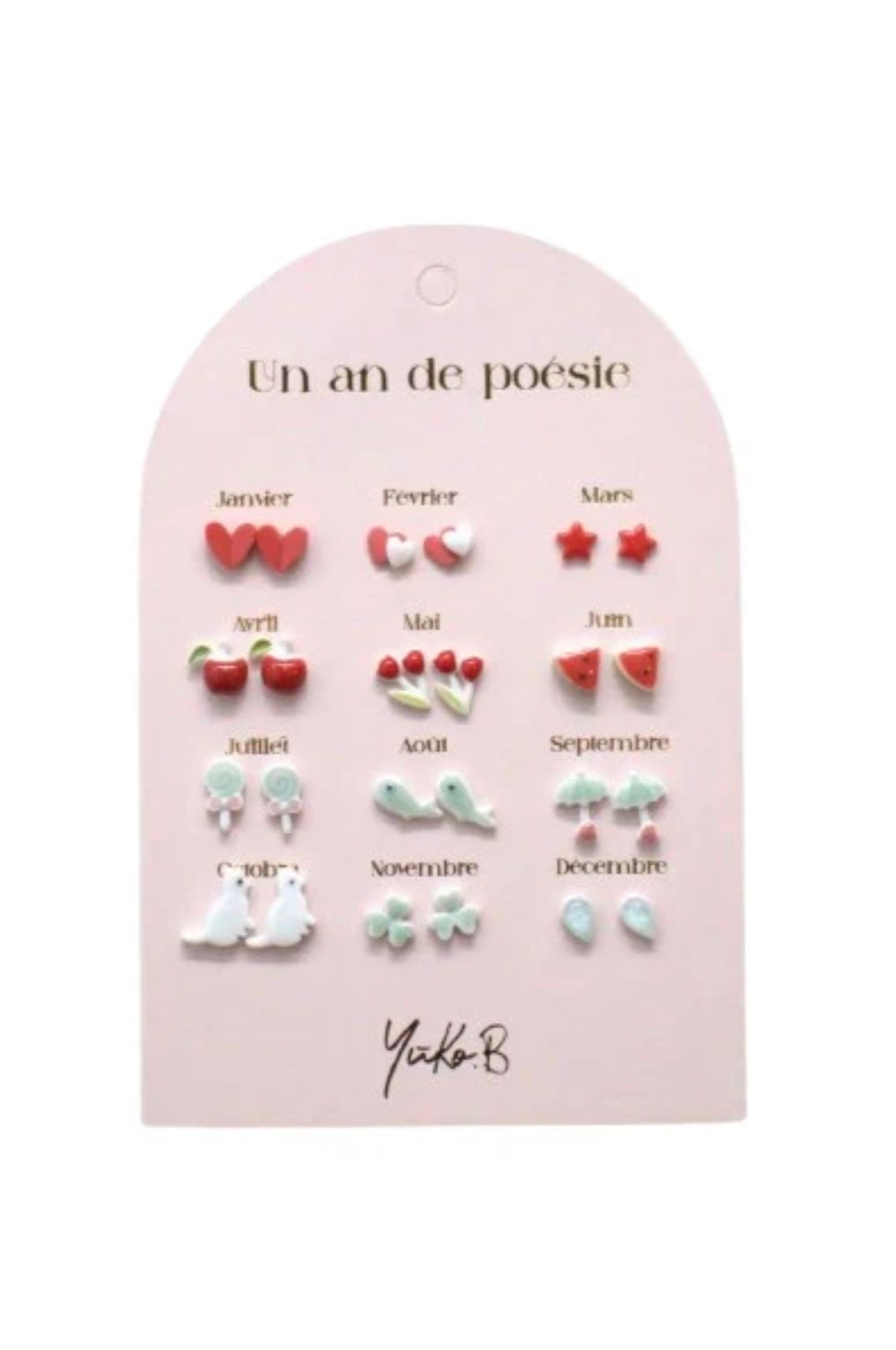 Boucles d'oreilles Un an de Poésie  - Bleu et Rouge - Yuko B