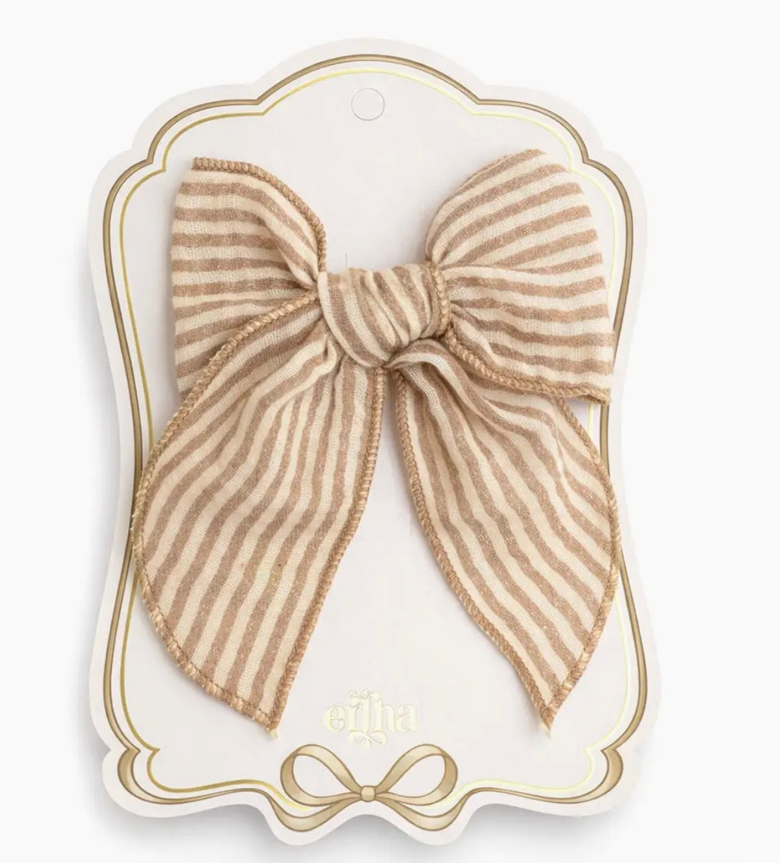Barrette noeud - Rayé beige - Mrs Ertha