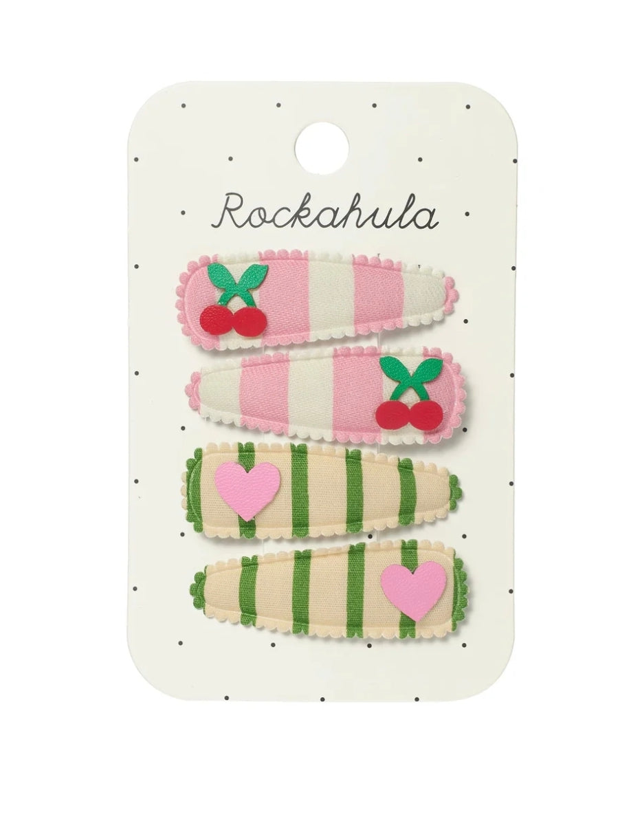 Barrettes en tissu - Cherry kiss - Rockahula